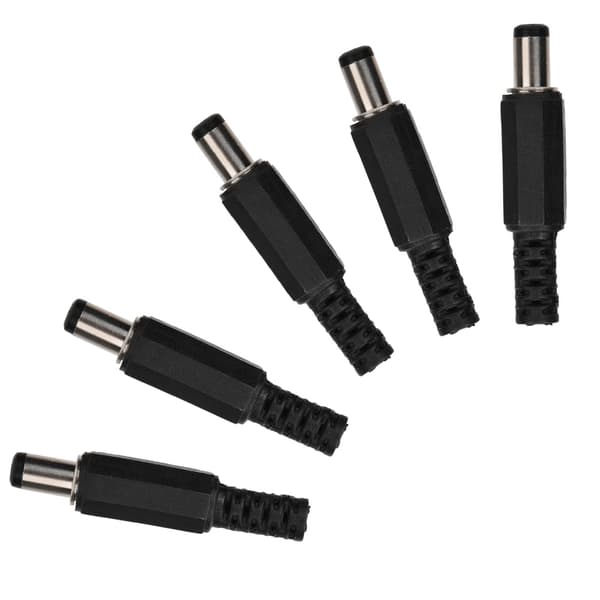 5 stk. 2,1 mm x 5,5 mm han DC-strømstik Jack koaksialstikadapter