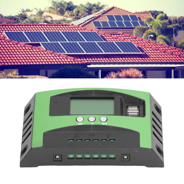Solpanel Opladningsregulator 30A 12V/24V LCD-display Intelligent Regulator til PV-system