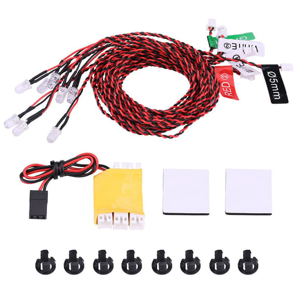 8 LED-belysningssystem Kit Simulering Blinkande Lampor för RC Flygplan Helikopter