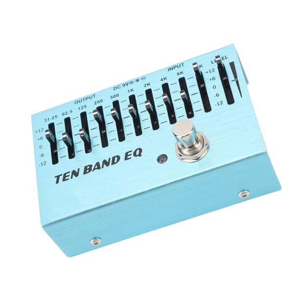 10-bånds EQ enkeltblok guitar bas mini equalizer effektpedal med ægte bypass aluminiumskrop båndcontroller DC9V