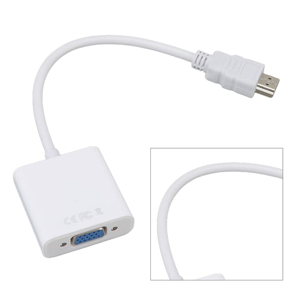 HD Multimedia Interface til VGA-adapter ABS 1080P/1.4 Output Plug and Play HD Multimedia Interface til VGA-konverter Hvid