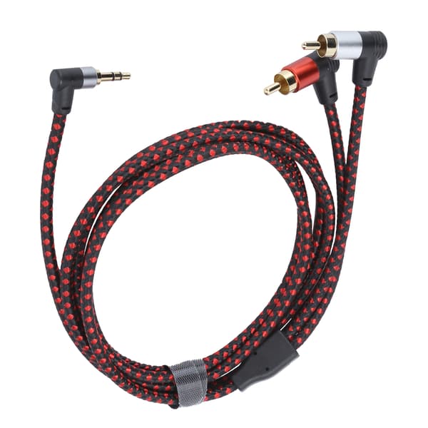 90° 3,5 mm hanstik til 2RCA han-lydkabel ABS stereomikrofonkabel til DVD-højttaler 2m
