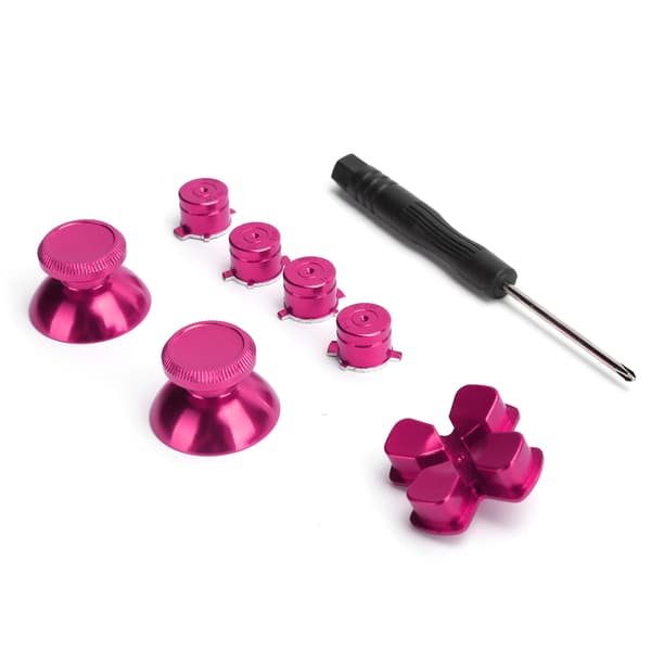 Metallknapp Tumstick Simulerar Grepp för PS4 Gamepad Controller Joystick Ersättning Rosröd