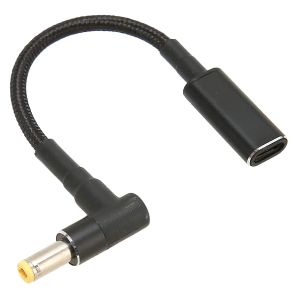 USB C til DC 5.5x2.5mm adapter nylonstrikket 100W dobbeltchip sikker USB C hun til han adapter til bærbar computer
