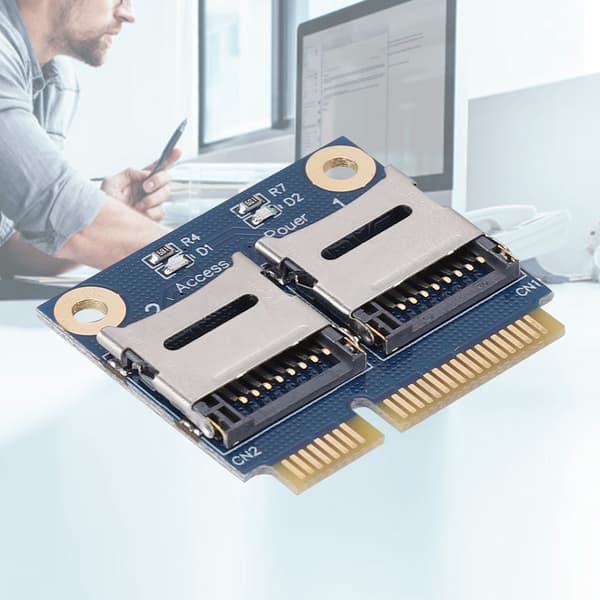 Mini PCIe til dobbelt Micro Secure Digital Hukommelseskort Adapterkort Konverter Forlængerkort