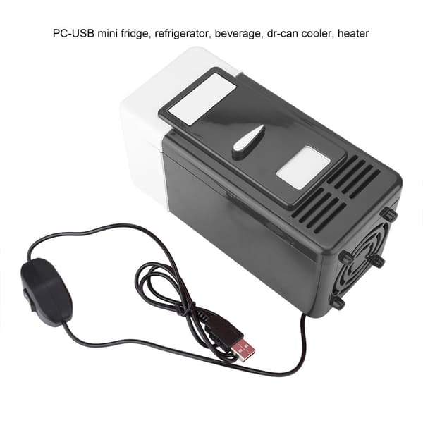 PC USB Mini Køleskab Drikkevare Dåse Køler Varmer Sort