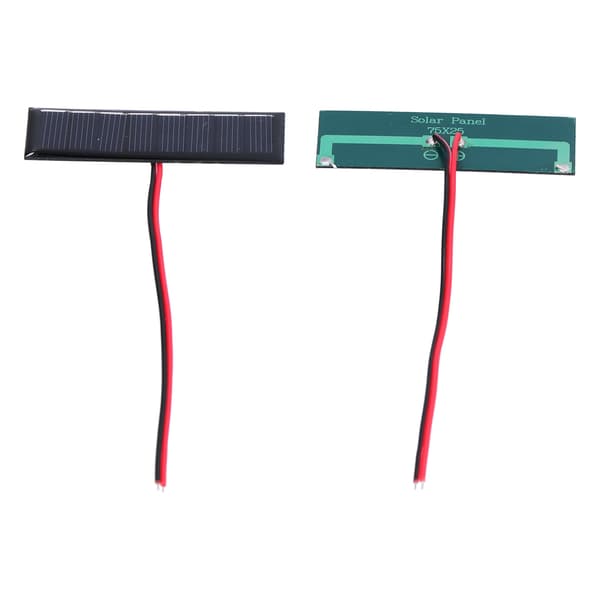 2-pak 0,2W 4V Polysilicium solpanel med kabel, 75x25mm solcelle til gør-det-selv videnskabsprojekter