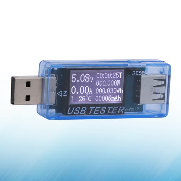 USB-tester Digital Voltmeter Ammeter 8-i-1 Detektor 0-5A 0-150W 4-30V Blå