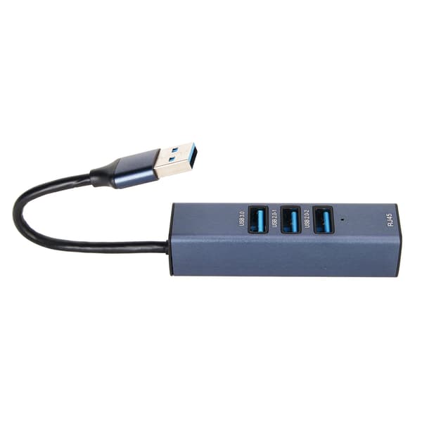 USB til Ethernet-adapter 4 porte 100 Mbps 5 Gbps aluminiumslegering USB 3.0-hub til bærbar computer, stationær computer, tablet
