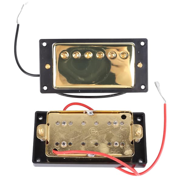 Elgitarr Pickup Metall Dubbelspole för LP Svart Ram Pickup Gitarrdelar Ersättning Guld