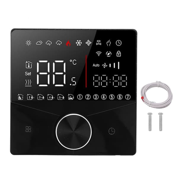 Smart Digital Termostat LCD Farvedisplay Præcis Kontrol Intelligent Temperaturregulator Sort