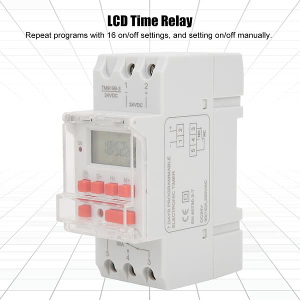DC 24V 30A Veckovis 12/24 timmars timerbrytare LCD På Av Kontroll Programmerbart Tidsrelä