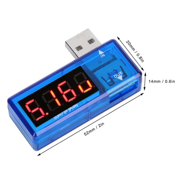 2 stk. USB-strømmåler tester voltmeter amperemeter LCD-display spændingsstrømdetektor til telefonopladning, blå