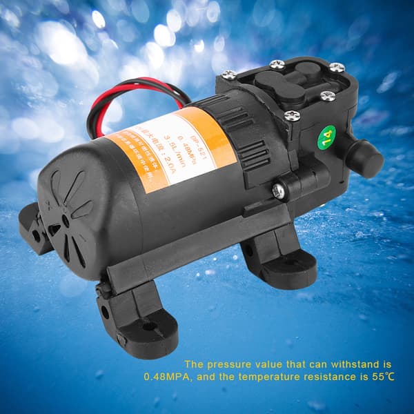 12V Mini Membranvandpumpe, Plast, 0.48MPa, 3.5L/Min, Bærbar