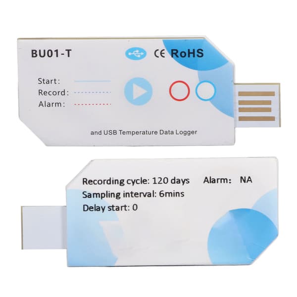 USB Temperatur- och Luftfuktighetsdatalogger BT 32000 Punkter Täcker 120 Dagar PDF-rapport Engångs Temp Luftfuktighetsdatalogger