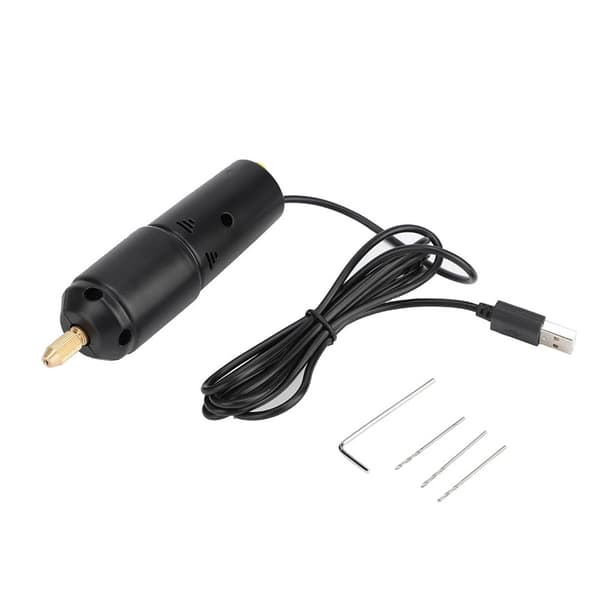 Bärbar Mini Elektrisk Borr Handhållen Mikro USB Borrsats 3 Bits DC 5V