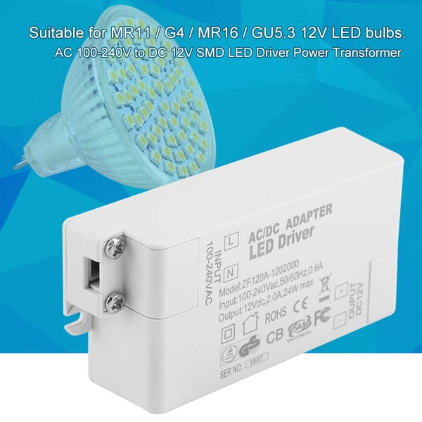 AC 100-240V til DC 12V 24W LED Driver Strømforsyning Transformer til Strip Light