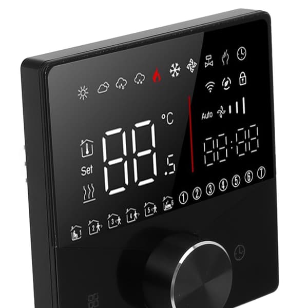 Smart Digital Termostat LCD Farvedisplay Præcis Kontrol Intelligent Temperaturregulator Sort