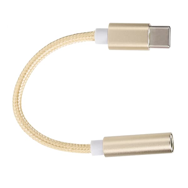 Typ C till 3,5 mm Aux ljudadapter flätad ljudheadsetadapter för Letv / XiaomiGul