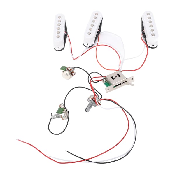 Elgitarr Pickups Kit Förkopplad Uppsättning Single Coil med Timbre Volym Linje Ersättning för ST Panel Vit