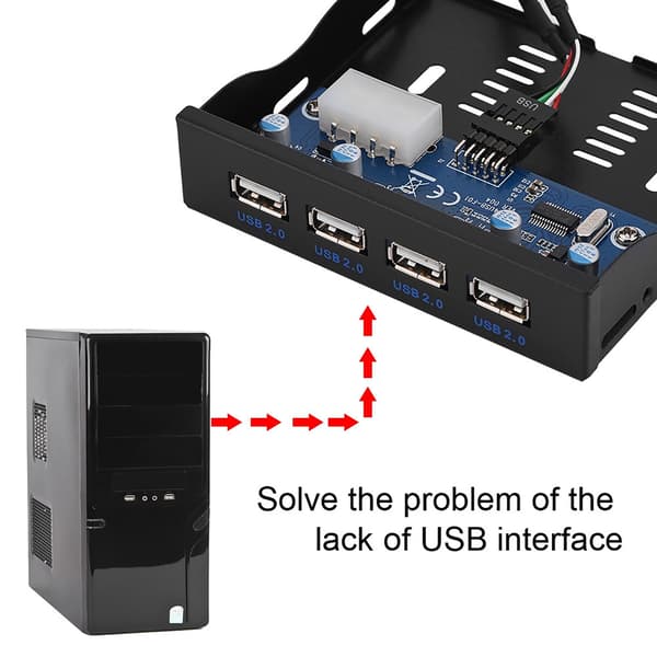 USB2.0 Floppy Frontpanel 3.5'' Floppy Bay 9-stifts till 4-gränssnitt USB 2.0 HUB