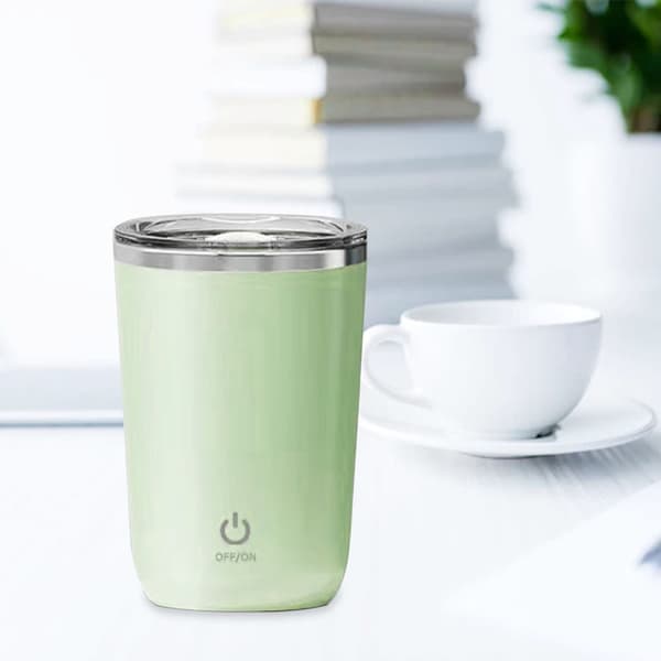 350 ml magnetisk rørende kaffekrus, vaskbar inderside i rustfrit stål, automatisk mixer til mælk