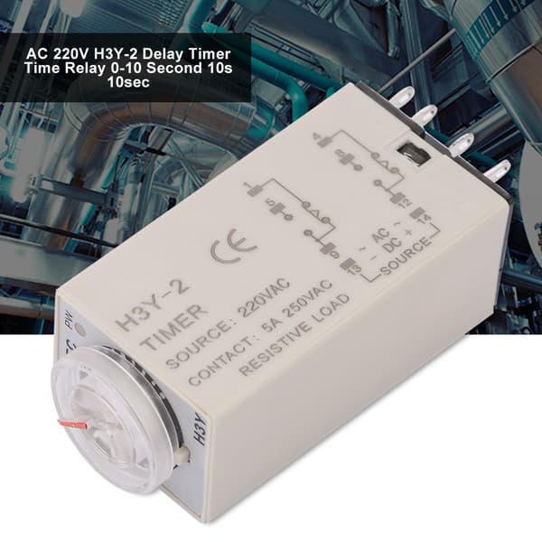 H3Y-2 Timerrelæ AC 220V 0-10s Forsinkelsestidskontakt 10 Sekunder