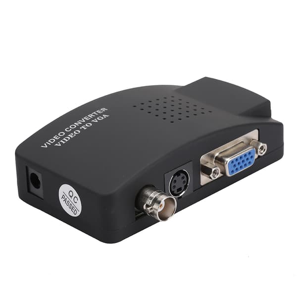 BNC S Video til VGA HD-konverteradapter til computer PC-skærm UK EU-stik