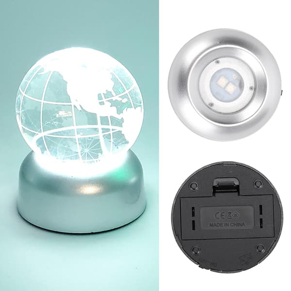Kristallbas LED Vitt Ljus Silver Display Statyer Konst Glas Smyckeshållare