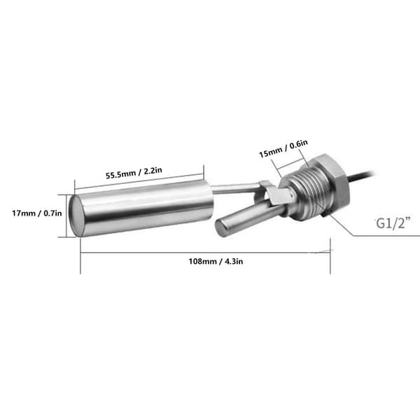 Rustfrit Stål 304 Andenæb Vandstandssensor Flydekontakt G1/2\" DC0-220V