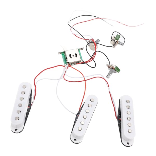 Elgitarr Pickups Kit Förkopplad Uppsättning Single Coil med Timbre Volym Linje Ersättning för ST Panel Vit