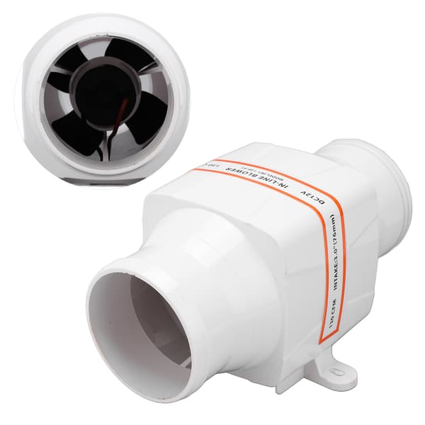 3 tommer 12V Inline Lænseventilator 130CFM 4 Blade Høj Luftstrøm til Marine Yachter Både