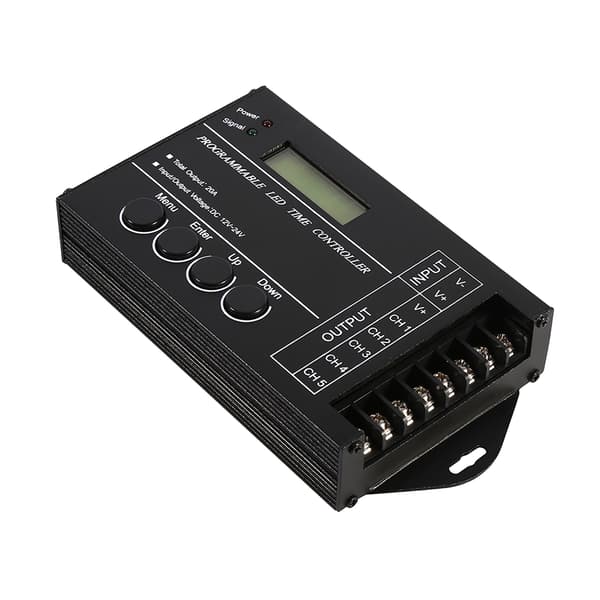 DC12/24V 20A Programmerbar LED Tidsstyring 5 Kanaler Farvejusterbar Med CD USB-kabel