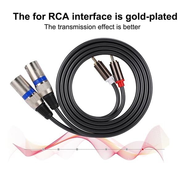 1,5M RCA han til XLR han lydadapterkabel patchkabel dobbelt række PVC-ledning