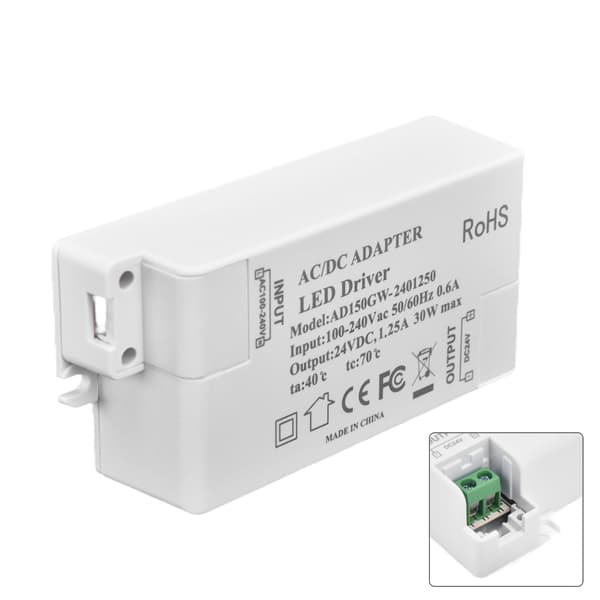 30W DC 24V 1.25A LED-drivrutin Konstant spänning Professionell LED-ljustransformator AC 100‑240V