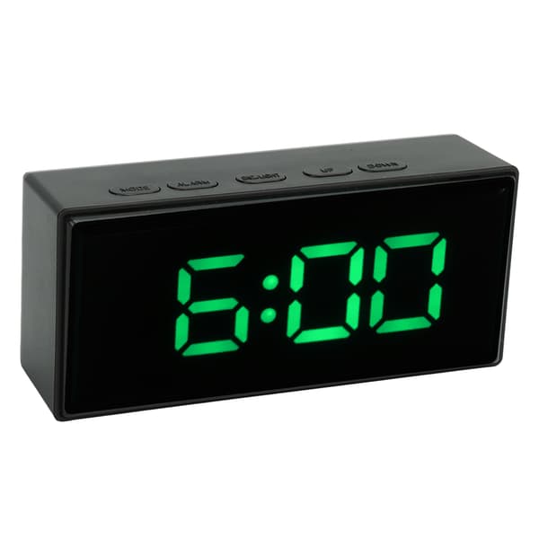 Smart LED-väckarklocka, ljussensor automatisk dimning, dubbel display, snooze, grön