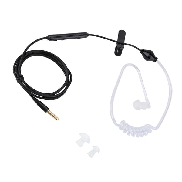 In-ear-headset med luftrörssäkerhetsöronsnäcka med mikrofon för iOS för Android Svart kabel Vitt rör