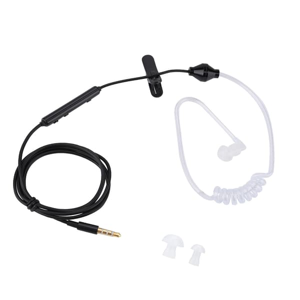 In-ear-headset med luftrörssäkerhetsöronsnäcka med mikrofon för iOS för Android Svart kabel Vitt rör