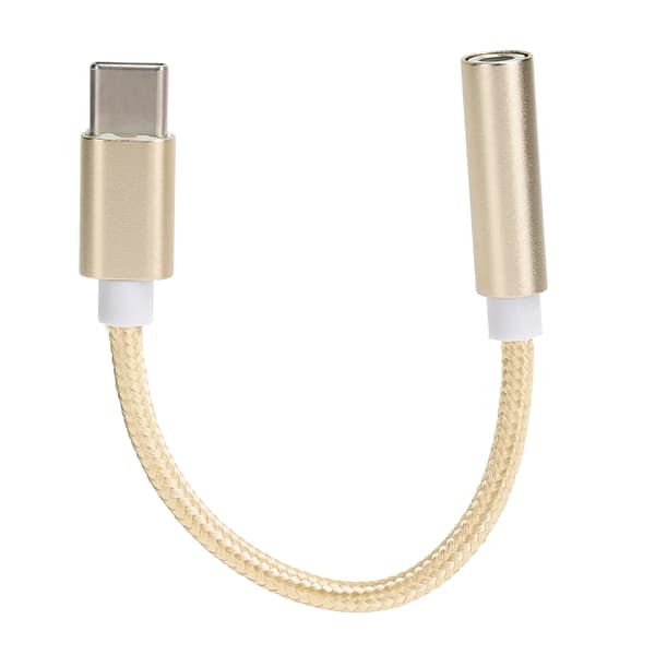 Typ C till 3,5 mm Aux ljudadapter flätad ljudheadsetadapter för Letv / XiaomiGul