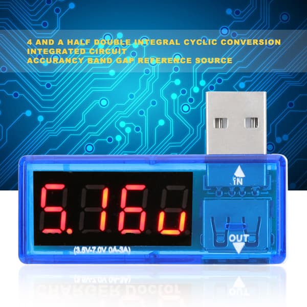 2 stk. USB-strømmåler tester voltmeter amperemeter LCD-display spændingsstrømdetektor til telefonopladning, blå