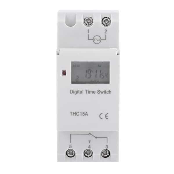 LCD-display Ugentlig Programmerbar Elektronisk Relæ 16on＆8off Timerkontakt (AC/DC12V)