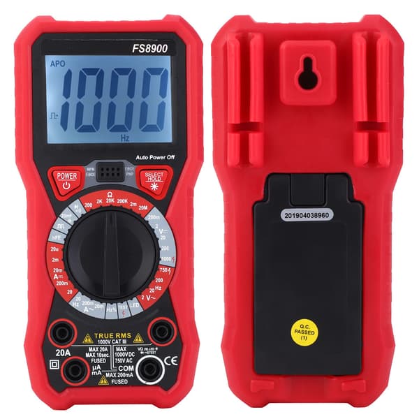 FS8900 Digitalt Multimeter LED Baggrundsbelyst Håndholdt Volt Ohm Amp Tester AC DC Strømmåler