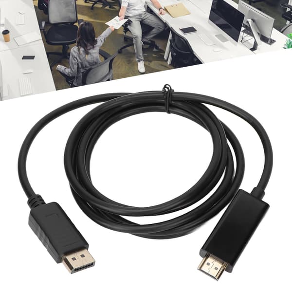 DisplayPort til HD Multimedia Interface-adapter til tv'er og computere, 1,8 m/5,9 fod, 1080p DP til HD Multimedia Interface