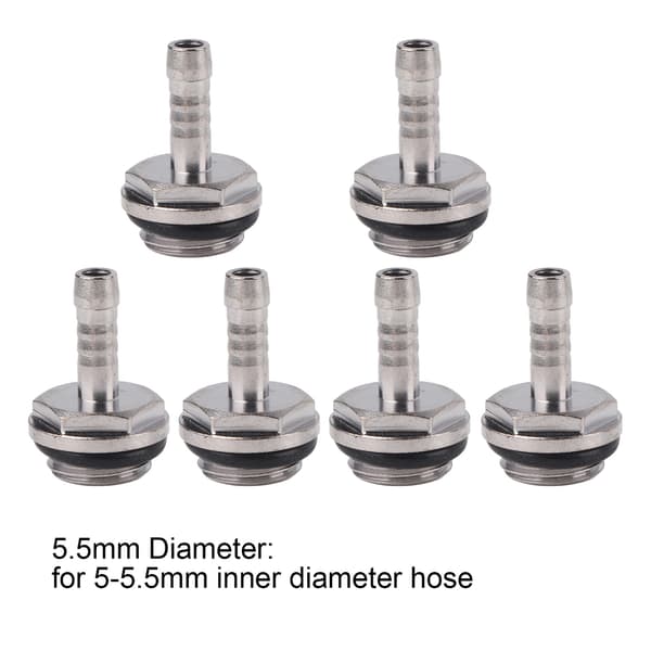 6 STK PC Vandkøling TwoTouch Fitting G1/4 Gevind Barb Connector til Slange 5.5mm