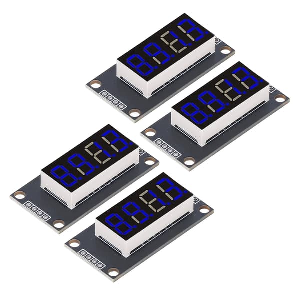 4-pak 0,36\" LED 7-segment displaymodul, TM1637-driver, blåt digitalt rør til Arduino