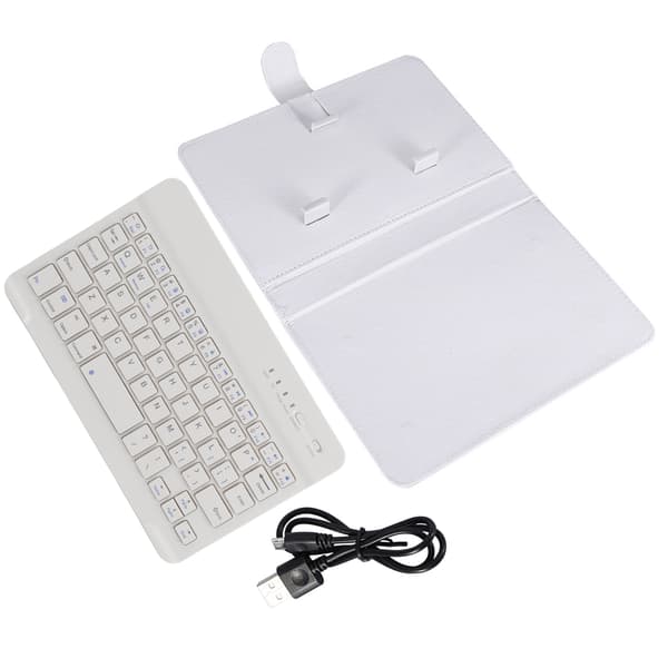 Universal trådløst Bluetooth-tastatur flip-etui med stativ til iOS/Android-telefoner Hvid