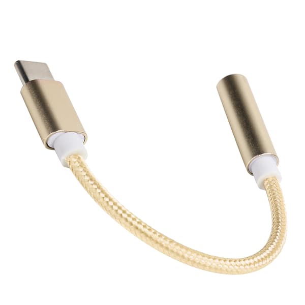 Typ C till 3,5 mm Aux ljudadapter flätad ljudheadsetadapter för Letv / XiaomiGul
