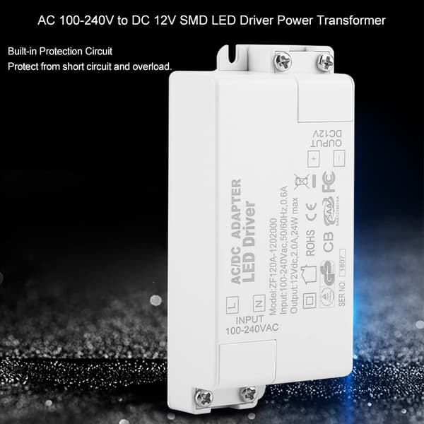 AC 100-240V til DC 12V 24W LED Driver Strømforsyning Transformer til Strip Light