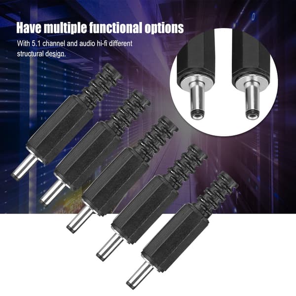 5 stk. 1,3 mm x 3,5 mm han DC-strømstik Jack koaksialstikadapter
