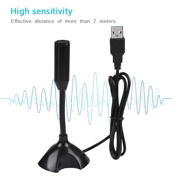 Mini Kondensator USB 2.0 Mikrofon Fleksibel Bordstativ Mikrofon til PC Bærbar